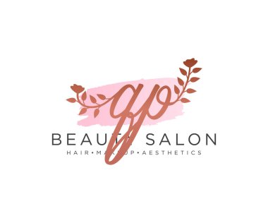 QP kadınsı logo koleksiyonu şablonu. İlk imzalı el yazısı logosu, düğün, moda, mücevher, butik, çiçek ve botanik, herhangi bir şirket veya işletme için yaratıcı şablona sahip..