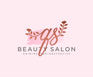 QS kadınsı logo koleksiyonu şablonu. İlk imzalı el yazısı logosu, düğün, moda, mücevher, butik, çiçek ve botanik, herhangi bir şirket veya işletme için yaratıcı şablona sahip..
