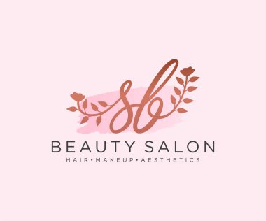 SB kadınsı logo koleksiyonu şablonu. İlk imzalı el yazısı logosu, düğün, moda, mücevher, butik, çiçek ve botanik, herhangi bir şirket veya işletme için yaratıcı şablona sahip..