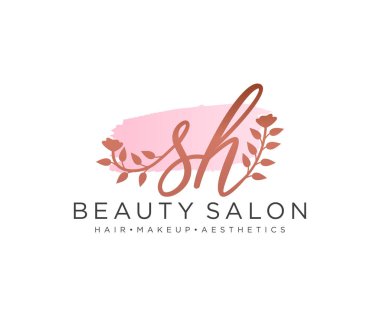SH feminen logo koleksiyonu şablonu. İlk imzalı el yazısı logosu, düğün, moda, mücevher, butik, çiçek ve botanik, herhangi bir şirket veya işletme için yaratıcı şablona sahip..