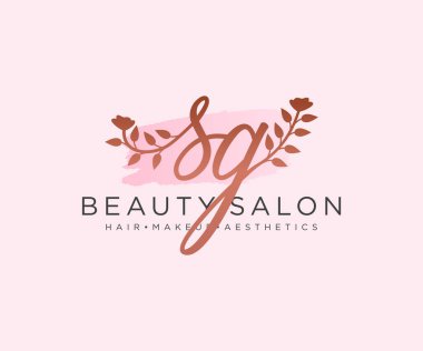 SG kadınsı logo koleksiyonu şablonu. İlk imzalı el yazısı logosu, düğün, moda, mücevher, butik, çiçek ve botanik, herhangi bir şirket veya işletme için yaratıcı şablona sahip..
