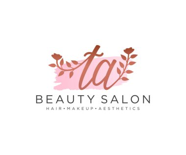TA kadın logo koleksiyonu şablonu. İlk imzalı el yazısı logosu, düğün, moda, mücevher, butik, çiçek ve botanik, herhangi bir şirket veya işletme için yaratıcı şablona sahip..