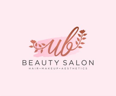 UB kadınsı logo koleksiyonu şablonu. İlk imzalı el yazısı logosu, düğün, moda, mücevher, butik, çiçek ve botanik, herhangi bir şirket veya işletme için yaratıcı şablona sahip..