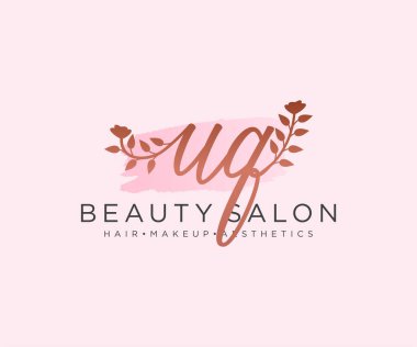 UQ kadın logo koleksiyonu şablonu. İlk imzalı el yazısı logosu, düğün, moda, mücevher, butik, çiçek ve botanik, herhangi bir şirket veya işletme için yaratıcı şablona sahip..