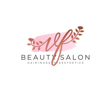VF kadınsı logo koleksiyonu şablonu. İlk imzalı el yazısı logosu, düğün, moda, mücevher, butik, çiçek ve botanik, herhangi bir şirket veya işletme için yaratıcı şablona sahip..