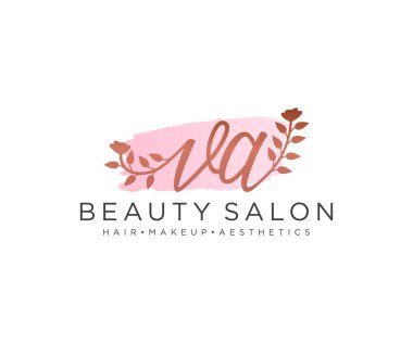 VA kadın logo koleksiyonu şablonu. İlk imzalı el yazısı logosu, düğün, moda, mücevher, butik, çiçek ve botanik, herhangi bir şirket veya işletme için yaratıcı şablona sahip..