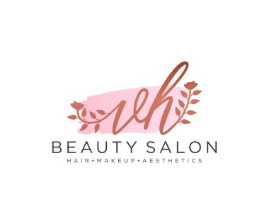 VH kadınsı logo koleksiyonu şablonu. İlk imzalı el yazısı logosu, düğün, moda, mücevher, butik, çiçek ve botanik, herhangi bir şirket veya işletme için yaratıcı şablona sahip..
