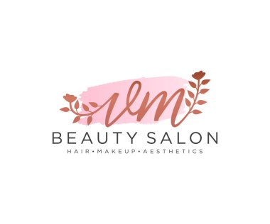 VM kadınsı logo koleksiyonu şablonu. İlk imzalı el yazısı logosu, düğün, moda, mücevher, butik, çiçek ve botanik, herhangi bir şirket veya işletme için yaratıcı şablona sahip..