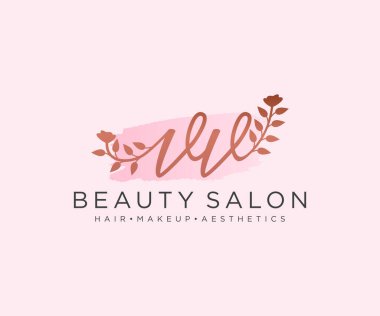 VV kadınsı logo koleksiyonu şablonu. İlk imzalı el yazısı logosu, düğün, moda, mücevher, butik, çiçek ve botanik, herhangi bir şirket veya işletme için yaratıcı şablona sahip..