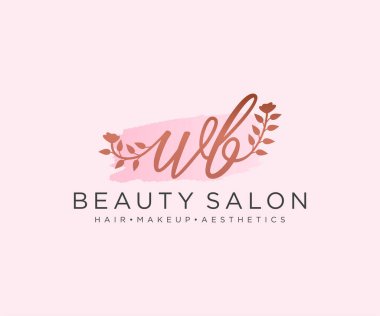 WB kadınsı logo koleksiyonu şablonu. İlk imzalı el yazısı logosu, düğün, moda, mücevher, butik, çiçek ve botanik, herhangi bir şirket veya işletme için yaratıcı şablona sahip..