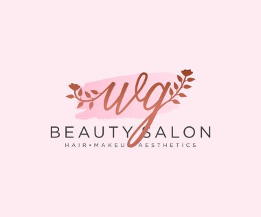 WG kadın logo koleksiyonu şablonu. İlk imzalı el yazısı logosu, düğün, moda, mücevher, butik, çiçek ve botanik, herhangi bir şirket veya işletme için yaratıcı şablona sahip..