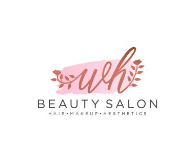 WH kadınsı logo koleksiyonu şablonu. İlk imzalı el yazısı logosu, düğün, moda, mücevher, butik, çiçek ve botanik, herhangi bir şirket veya işletme için yaratıcı şablona sahip..