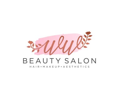 WW kadın logo koleksiyonu şablonu. İlk imzalı el yazısı logosu, düğün, moda, mücevher, butik, çiçek ve botanik, herhangi bir şirket veya işletme için yaratıcı şablona sahip..