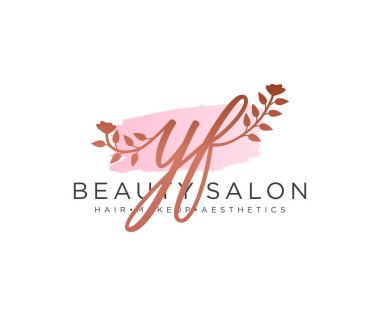 YF kadınsı logo koleksiyonu şablonu. İlk imzalı el yazısı logosu, düğün, moda, mücevher, butik, çiçek ve botanik, herhangi bir şirket veya işletme için yaratıcı şablona sahip..