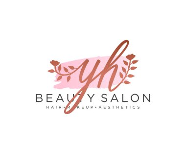 YH feminen logo koleksiyonu şablonu. İlk imzalı el yazısı logosu, düğün, moda, mücevher, butik, çiçek ve botanik, herhangi bir şirket veya işletme için yaratıcı şablona sahip..