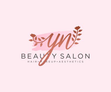 YN kadınsı logo koleksiyonu şablonu. İlk imzalı el yazısı logosu, düğün, moda, mücevher, butik, çiçek ve botanik, herhangi bir şirket veya işletme için yaratıcı şablona sahip..