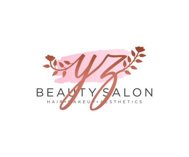 YZ kadın logo koleksiyonu şablonu. İlk imzalı el yazısı logosu, düğün, moda, mücevher, butik, çiçek ve botanik, herhangi bir şirket veya işletme için yaratıcı şablona sahip..