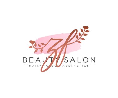 ZF kadınsı logo koleksiyonu şablonu. İlk imzalı el yazısı logosu, düğün, moda, mücevher, butik, çiçek ve botanik, herhangi bir şirket veya işletme için yaratıcı şablona sahip..