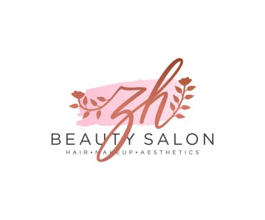 ZH kadınsı logo koleksiyonu şablonu. İlk imzalı el yazısı logosu, düğün, moda, mücevher, butik, çiçek ve botanik, herhangi bir şirket veya işletme için yaratıcı şablona sahip..