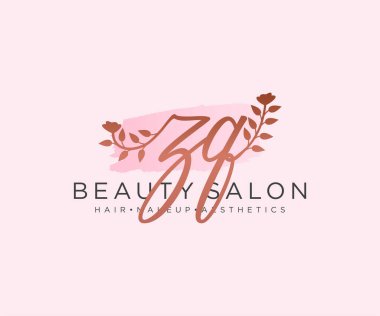 ZQ kadın logo koleksiyonu şablonu. İlk imzalı el yazısı logosu, düğün, moda, mücevher, butik, çiçek ve botanik, herhangi bir şirket veya işletme için yaratıcı şablona sahip..