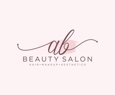 AB feminen logo koleksiyonu şablonu. İlk imzalı el yazısı logosu, düğün, moda, mücevher, butik, çiçek ve botanik, herhangi bir şirket veya işletme için yaratıcı şablona sahip..