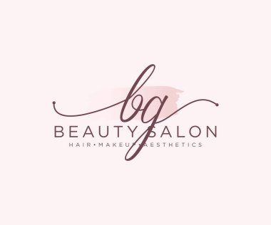 BG kadınsı logo koleksiyonu şablonu. İlk imzalı el yazısı logosu, düğün, moda, mücevher, butik, çiçek ve botanik, herhangi bir şirket veya işletme için yaratıcı şablona sahip..
