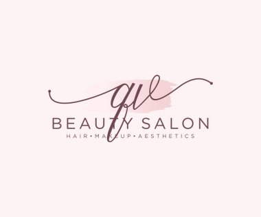 QV kadınsı logo koleksiyonu şablonu. İlk imzalı el yazısı logosu, düğün, moda, mücevher, butik, çiçek ve botanik, herhangi bir şirket veya işletme için yaratıcı şablona sahip..
