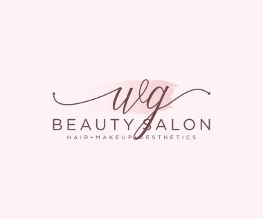 WG kadın logo koleksiyonu şablonu. İlk imzalı el yazısı logosu, düğün, moda, mücevher, butik, çiçek ve botanik, herhangi bir şirket veya işletme için yaratıcı şablona sahip..