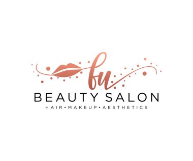 FU kadın logo koleksiyonu şablonu. İlk imzalı el yazısı logosu, düğün, moda, mücevher, butik, çiçek ve botanik, herhangi bir şirket veya işletme için yaratıcı şablona sahip..