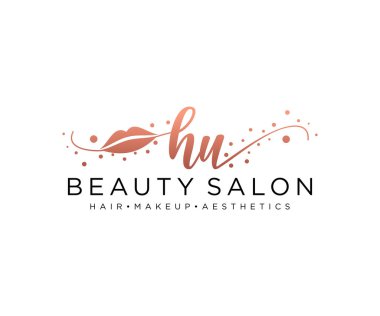 HU kadın logo koleksiyonu şablonu. İlk imzalı el yazısı logosu, düğün, moda, mücevher, butik, çiçek ve botanik, herhangi bir şirket veya işletme için yaratıcı şablona sahip..
