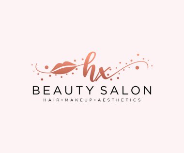 HX kadınsı logo koleksiyonu şablonu. İlk imzalı el yazısı logosu, düğün, moda, mücevher, butik, çiçek ve botanik, herhangi bir şirket veya işletme için yaratıcı şablona sahip..