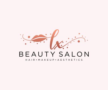 LX kadın logo koleksiyonu şablonu. İlk imzalı el yazısı logosu, düğün, moda, mücevher, butik, çiçek ve botanik, herhangi bir şirket veya işletme için yaratıcı şablona sahip..