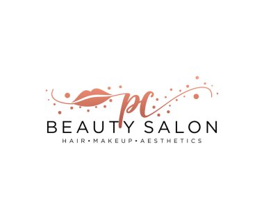 PC feminen logo koleksiyonu şablonu. İlk imzalı el yazısı logosu, düğün, moda, mücevher, butik, çiçek ve botanik, herhangi bir şirket veya işletme için yaratıcı şablona sahip..