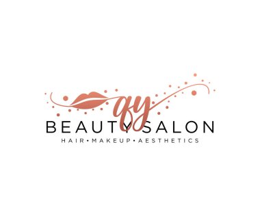 QY kadınsı logo koleksiyonu şablonu. İlk imzalı el yazısı logosu, düğün, moda, mücevher, butik, çiçek ve botanik, herhangi bir şirket veya işletme için yaratıcı şablona sahip..