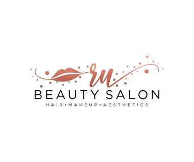 RU kadın logo koleksiyonu şablonu. İlk imzalı el yazısı logosu, düğün, moda, mücevher, butik, çiçek ve botanik, herhangi bir şirket veya işletme için yaratıcı şablona sahip..