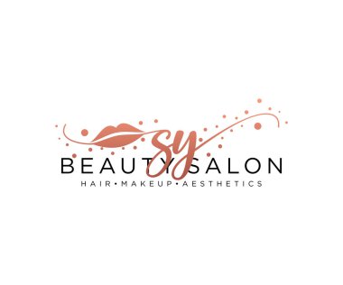 SY kadınsı logo koleksiyonu şablonu. İlk imzalı el yazısı logosu, düğün, moda, mücevher, butik, çiçek ve botanik, herhangi bir şirket veya işletme için yaratıcı şablona sahip..
