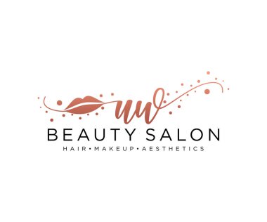UW kadın logo koleksiyonu şablonu. İlk imzalı el yazısı logosu, düğün, moda, mücevher, butik, çiçek ve botanik, herhangi bir şirket veya işletme için yaratıcı şablona sahip..