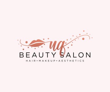 UQ kadın logo koleksiyonu şablonu. İlk imzalı el yazısı logosu, düğün, moda, mücevher, butik, çiçek ve botanik, herhangi bir şirket veya işletme için yaratıcı şablona sahip..