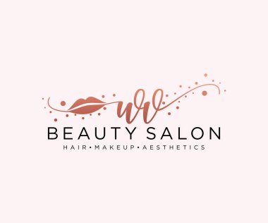 WV kadın logo koleksiyonu şablonu. İlk imzalı el yazısı logosu, düğün, moda, mücevher, butik, çiçek ve botanik, herhangi bir şirket veya işletme için yaratıcı şablona sahip..