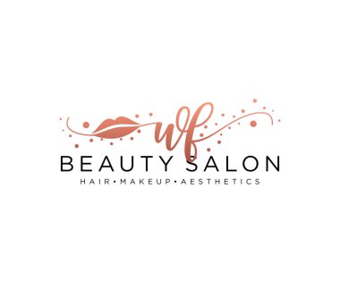 WF kadın logo koleksiyonu şablonu. İlk imzalı el yazısı logosu, düğün, moda, mücevher, butik, çiçek ve botanik, herhangi bir şirket veya işletme için yaratıcı şablona sahip..