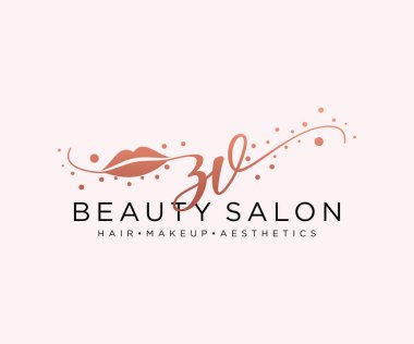 ZV kadın logo koleksiyonu şablonu. İlk imzalı el yazısı logosu, düğün, moda, mücevher, butik, çiçek ve botanik, herhangi bir şirket veya işletme için yaratıcı şablona sahip..
