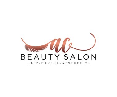 AC feminen logo koleksiyonu şablonu. İlk imzalı el yazısı logosu, düğün, moda, mücevher, butik, çiçek ve botanik, herhangi bir şirket veya işletme için yaratıcı şablona sahip..