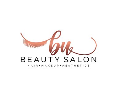 BU kadınsı logo koleksiyonu şablonu. İlk imzalı el yazısı logosu, düğün, moda, mücevher, butik, çiçek ve botanik, herhangi bir şirket veya işletme için yaratıcı şablona sahip..