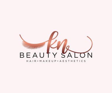 KN kadınsı logo koleksiyonu şablonu. İlk imzalı el yazısı logosu, düğün, moda, mücevher, butik, çiçek ve botanik, herhangi bir şirket veya işletme için yaratıcı şablona sahip..