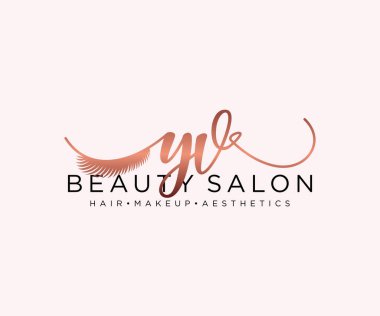 YV kadınsı logo koleksiyonu şablonu. İlk imzalı el yazısı logosu, düğün, moda, mücevher, butik, çiçek ve botanik, herhangi bir şirket veya işletme için yaratıcı şablona sahip..