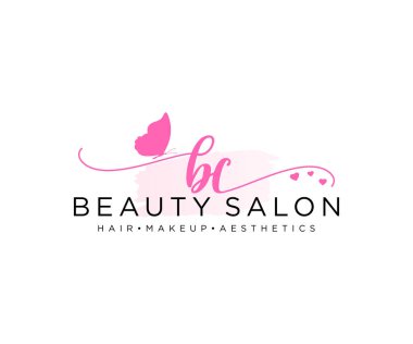 BC kadınsı logo koleksiyonu şablonu. İlk imzalı el yazısı logosu, düğün, moda, mücevher, butik, çiçek ve botanik, herhangi bir şirket veya işletme için yaratıcı şablona sahip..