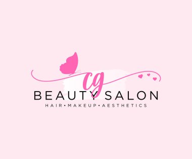 CG kadın logo koleksiyonu şablonu. İlk imzalı el yazısı logosu, düğün, moda, mücevher, butik, çiçek ve botanik, herhangi bir şirket veya işletme için yaratıcı şablona sahip..