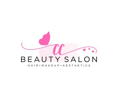 CC kadınsı logo koleksiyonu şablonu. İlk imzalı el yazısı logosu, düğün, moda, mücevher, butik, çiçek ve botanik, herhangi bir şirket veya işletme için yaratıcı şablona sahip..