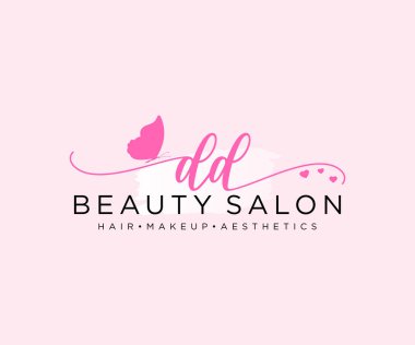 DD kadınsı logo koleksiyonu şablonu. İlk imzalı el yazısı logosu, düğün, moda, mücevher, butik, çiçek ve botanik, herhangi bir şirket veya işletme için yaratıcı şablona sahip..