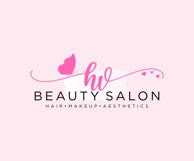 HV kadın logo koleksiyonu şablonu. İlk imzalı el yazısı logosu, düğün, moda, mücevher, butik, çiçek ve botanik, herhangi bir şirket veya işletme için yaratıcı şablona sahip..